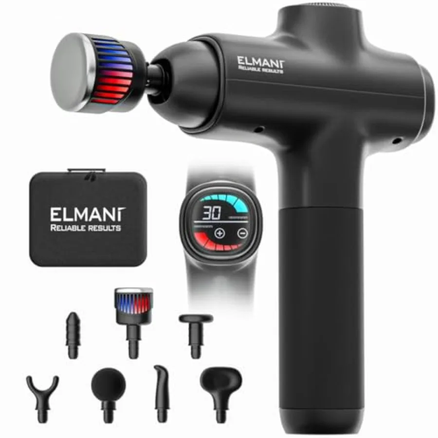 

Massage Gun for Deep Tissue30 Speed Levels 2800 RPM Hot and Cold Massage Head 6 Massage Heads Quiet Motor Long Battery Life Bla
