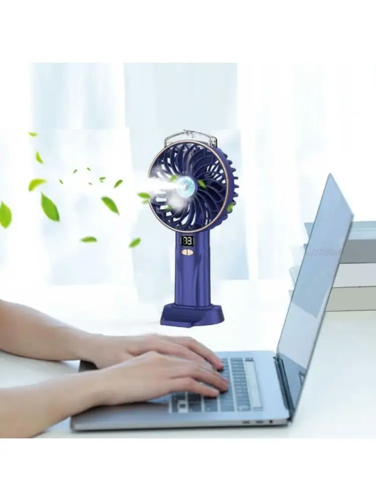 27RB محمولة 5 سرعات مروحة محمولة الشاشة الرقمية الشاشة المنزلية التخييم في الهواء الطلق رذاذ المياه قابلة للشحن مروحة صغيرة