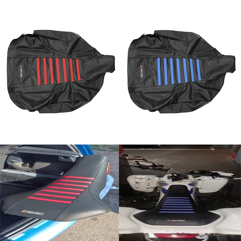 Motorcycle Ribbed Rubber Seat Cover Waterproof Soft Seat Cover Anti-slip Grain Pattern For Suzuki LTZ 400 Z400 2003-2009