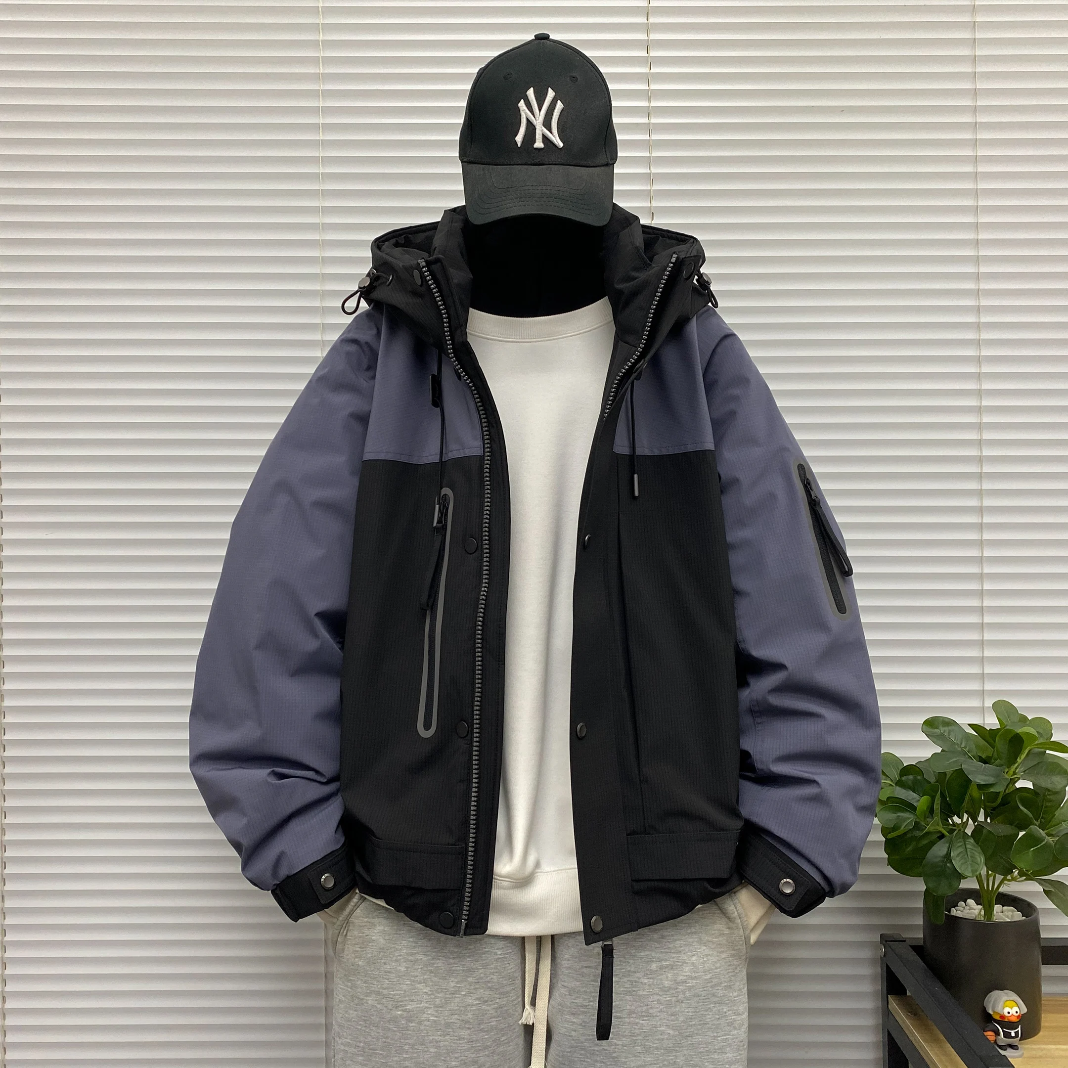 

Men's Winter down Jaet Hooded Snowboard Anti-Cold Large Size Hard ell Color Blo White Du down Padded Coat Casual Sle