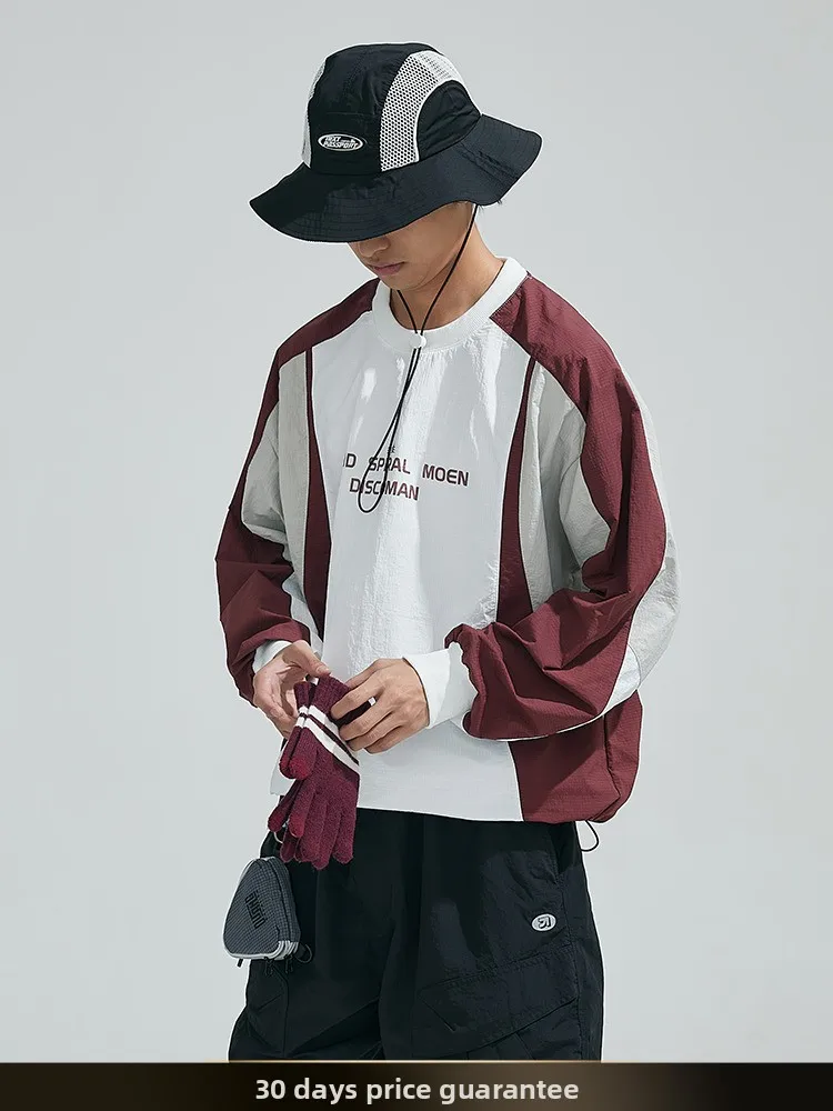 

Мужская легкая функциональная толстовка NTED American Style Color Block с длинными рукавами, быстросохнущая, для активного отдыха, осень-зима