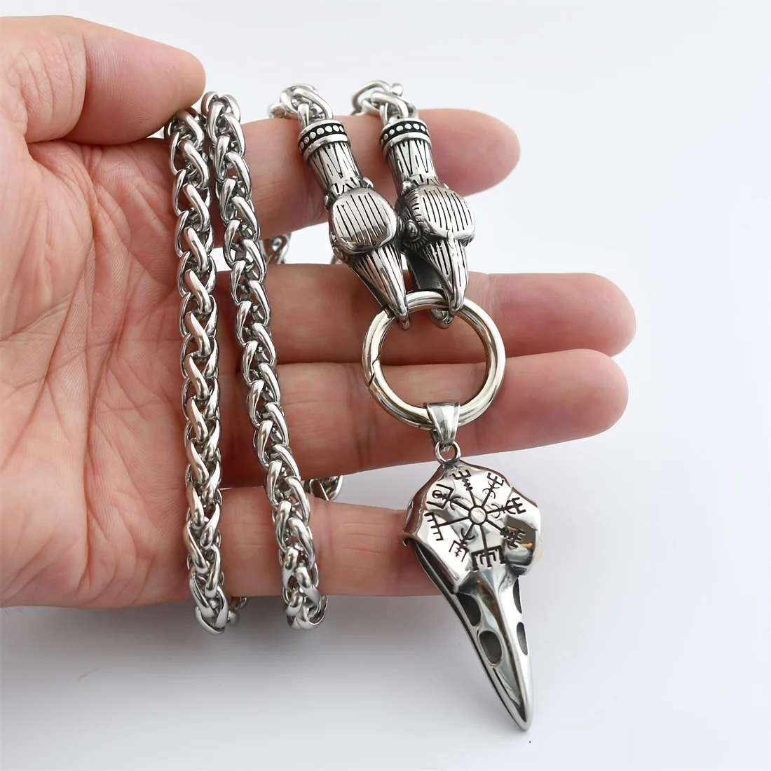 

Новое высококачественное ожерелье с цепочкой в виде короны викингов-подвеска в виде черепа в скандинавской мифологии с компасом викингов-мужской амулет, ювелирные изделия