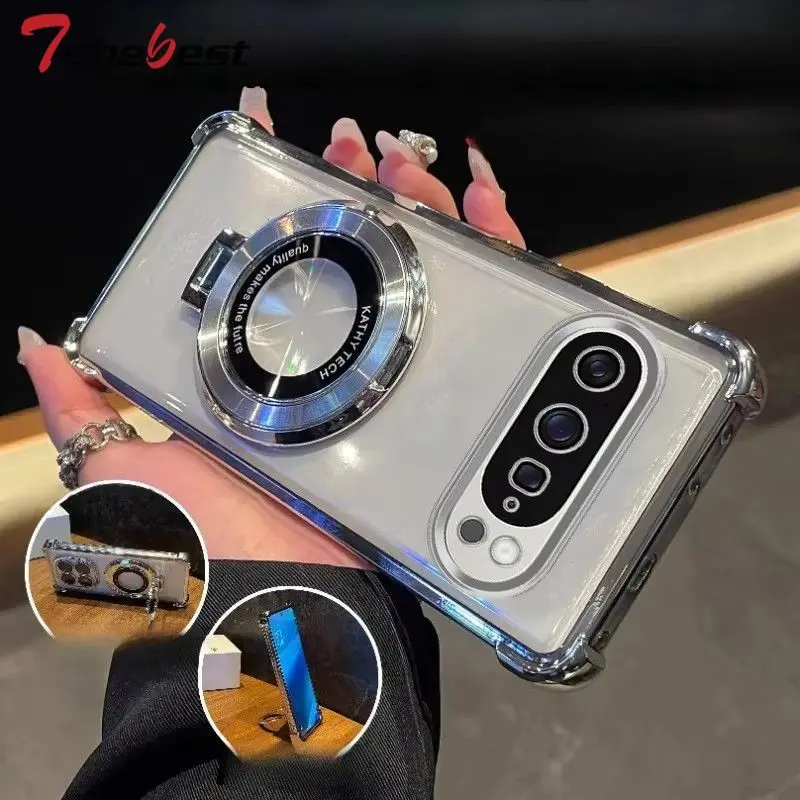 

Прозрачный противоударный магнитный чехол-держатель для телефона Google Pixel 9 Pro XL 9A, силиконовый чехол