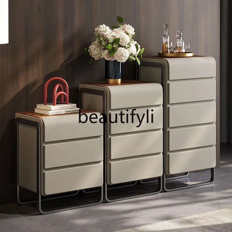 09 خزانة بأدراج تخزين لغرفة النوم من خشب الجوز الفاخر والحديث المخصصة وثلاثة أربعة ستة خزانة عمودية #4