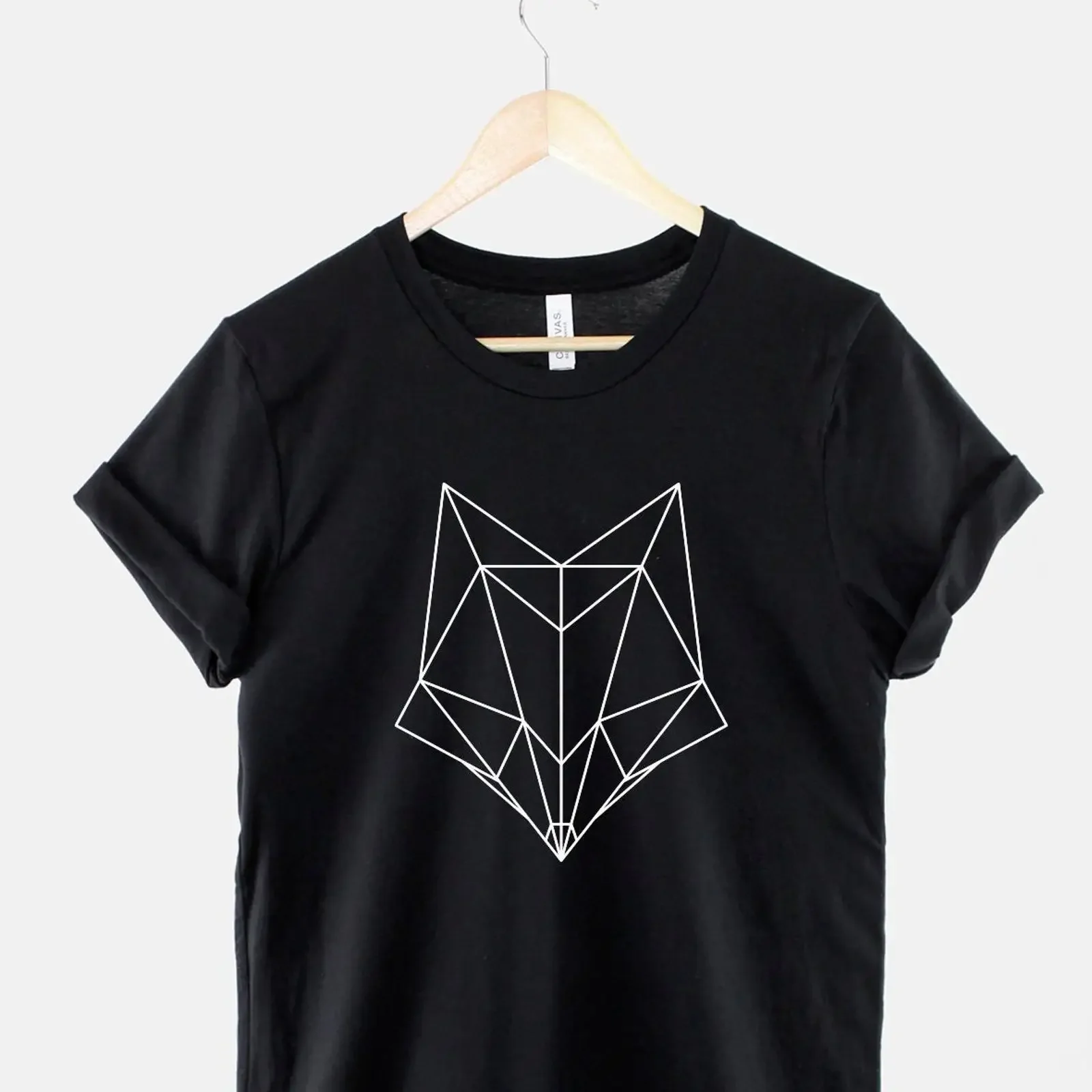 Geometric Fox T Shirt Animal Art Abstract Polygon Design XS 6XL Soft Cotton Fabric vintage Washed homme designer clothes
