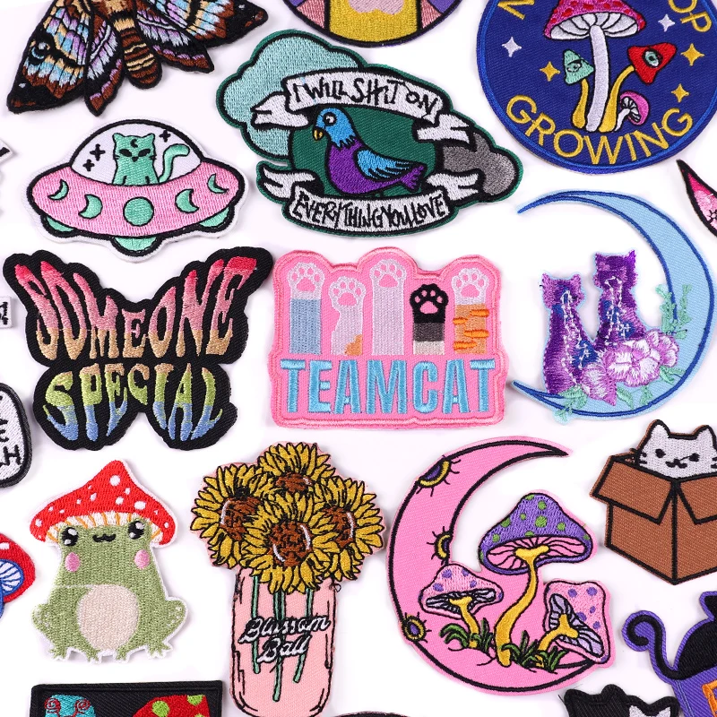 Jeans Stickerei Patch DIY Cartoon/Tier Patch Schmetterling Katze nähen Applikation Eisen auf Patches für Kleidung Thermo kleber Patches