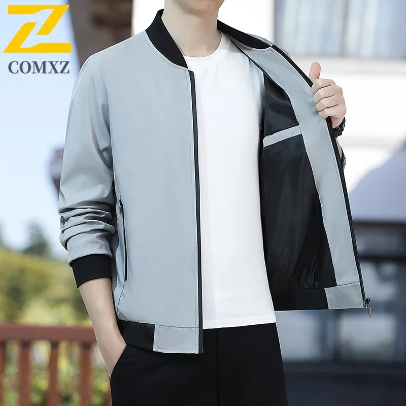 

COMXZ Luxury Men Jacket Baseball Collar Commuting Office Windproof Coat High-quality Business Leisure Lightweight Man Clothing