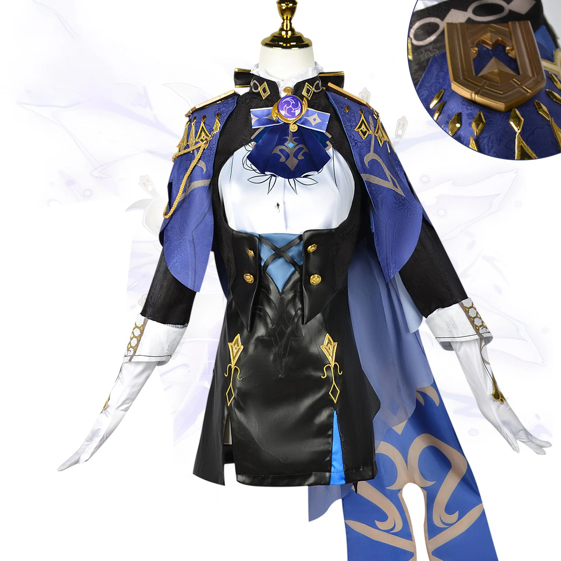 Clorinde Cosplay-Kostüm Lila-Schwarzer Formeller Anzug im Duellisten-Stil Jacke mit Spitzenbesatz und Hut