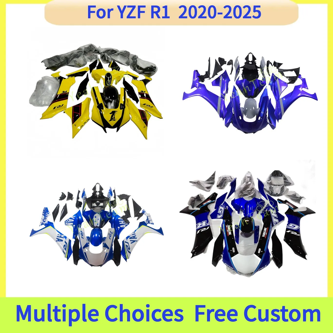 ABS Plastic Shell Motorcycle Fairing Kits Fit Yamaha YZF-R1 2020 2021 2022 2023 2024 2025 YZF R1 Custom Bodywork cowl