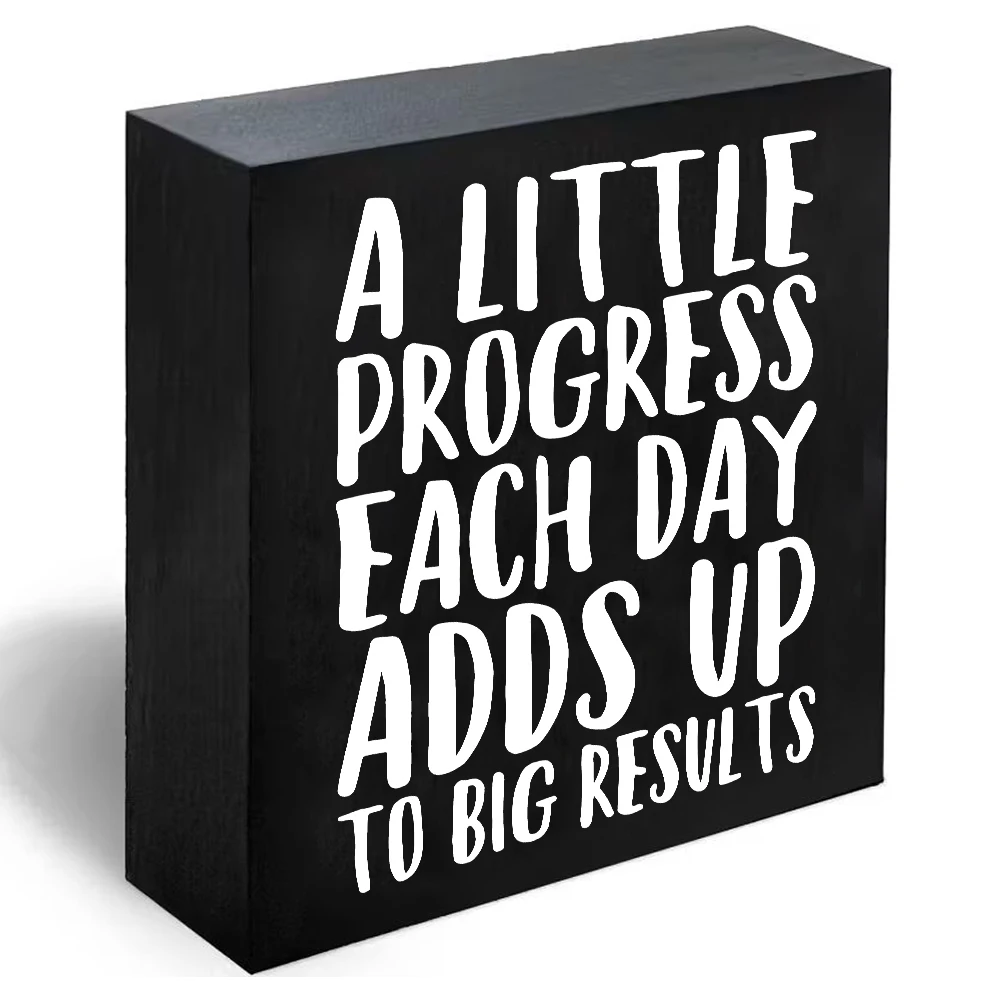 1 plaque carrée en bois avec citation inspirante, plaque mantra positive, accessoire de bureau motivant, panneau pour la maison et le bureau