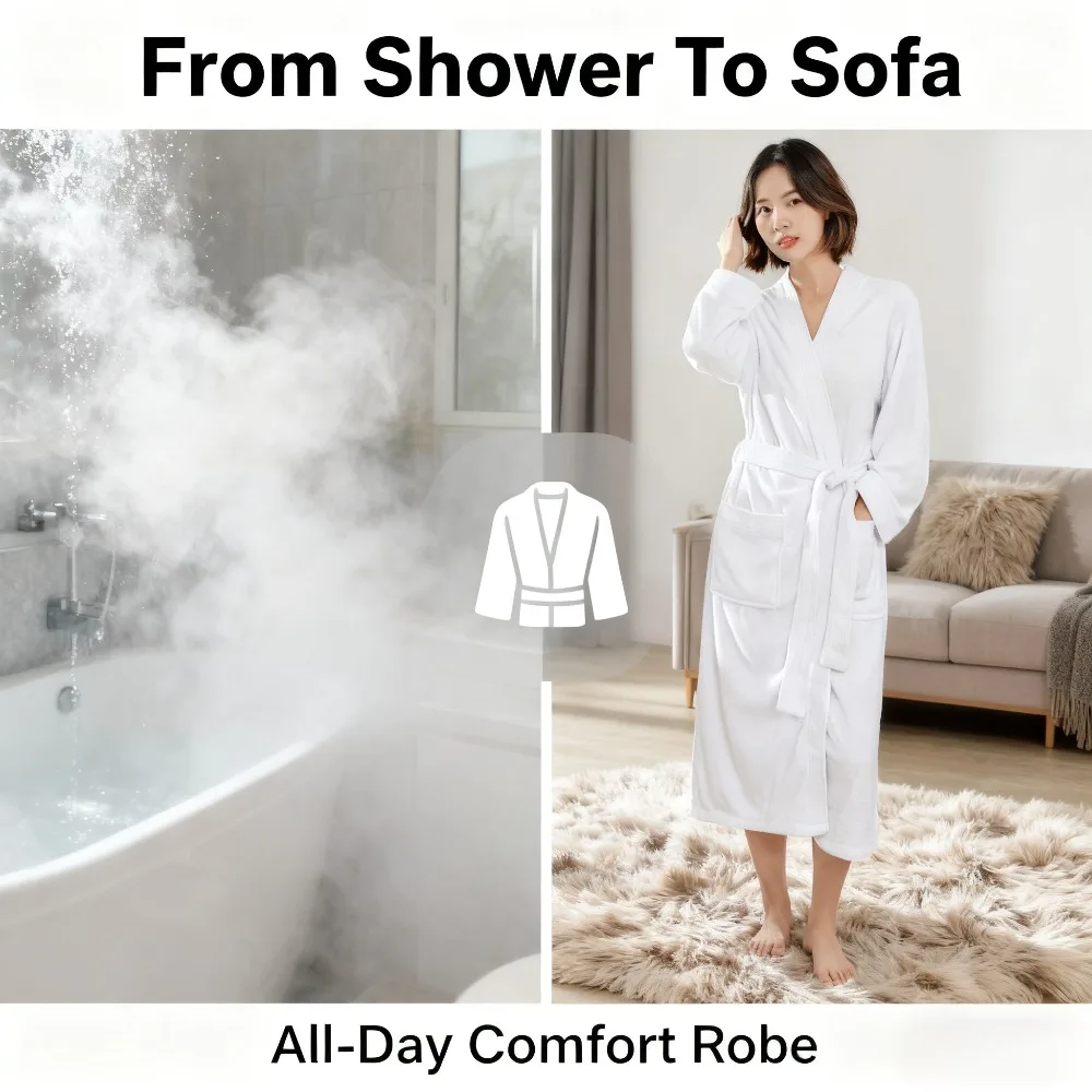 

Women's All - Season Robe Absorbent and Quick - Drying Essential for Sauna 2 - in - 1 Home Loungewear & Pajamas