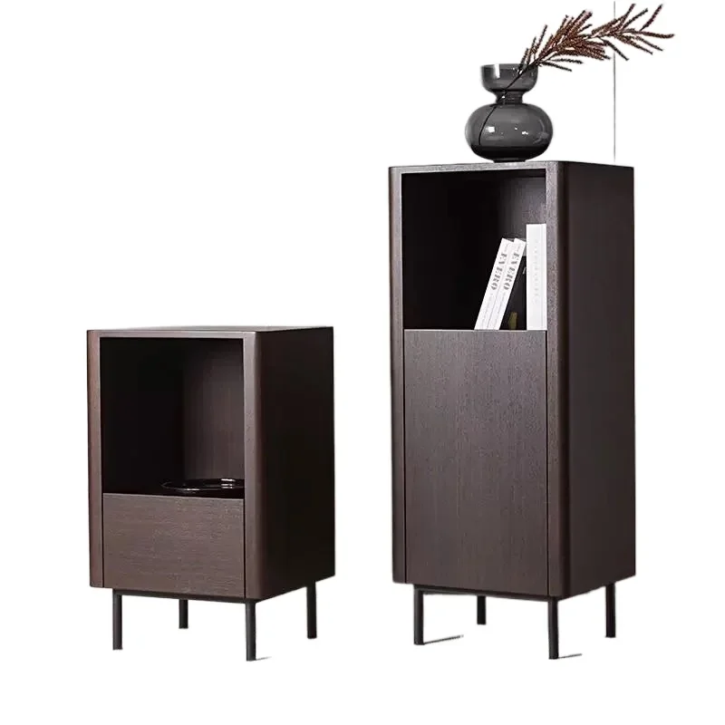 

Italian light luxury small size high cabinet 50 length corner cabinet wine cabinet sofa side locker smoke color