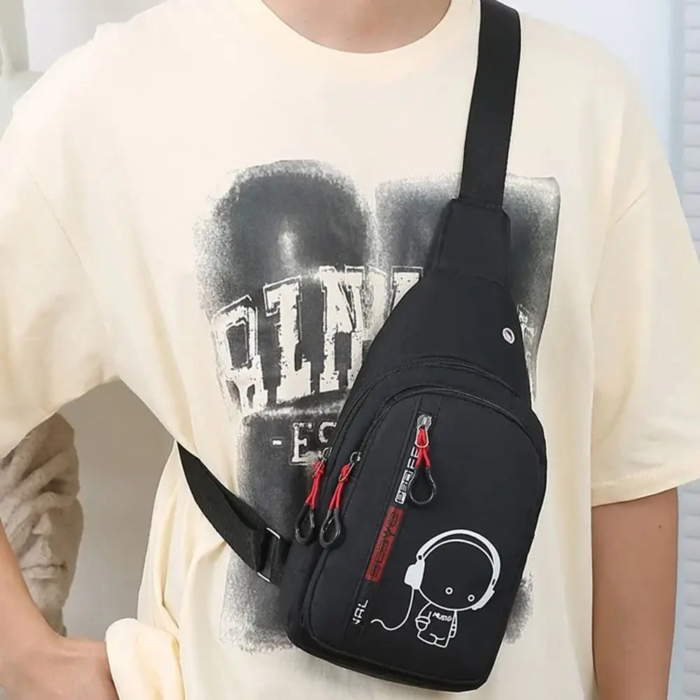 Glow Men's Chest Bag Waterproof Large Capacity Nylon Crossbody Bag Commuting Multifunctional Cycling Shoulder Bag Outdoor