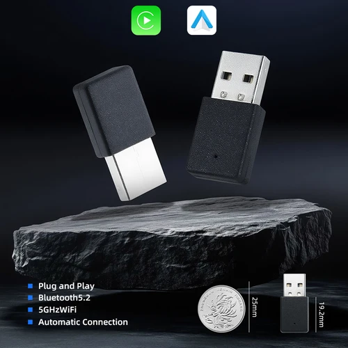 Imagen 2 del producto EKIY 2 en 1 adaptador inalámbrico CarPlay inalámbrico Android Auto Dongle AI caja inteligente sistemas inteligentes de coche para coche con CarPlay con cable