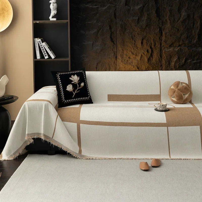 Simple Thicken Chenille Sofa Blanket Sofa Cover Cushion Ins Wind Sand Hair Towel Fashion Lunch Blanket Sofa Towel