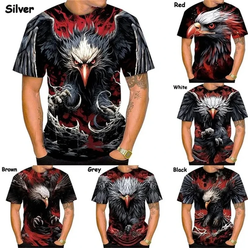 

Newest Bald Eagle 3D Printed T-shirt Men's Short Sleeve Cool Fashion Super Cool Washed Graphic Tee Tops Streetwear Mens Clothes