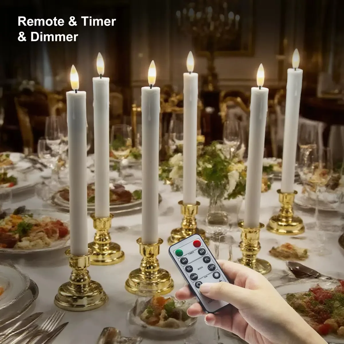 Flameless remote controlled Led candles W/timer LED Taper Candle Flickering Dripping Wax Window Tall stick candle H22.4CM-Amber