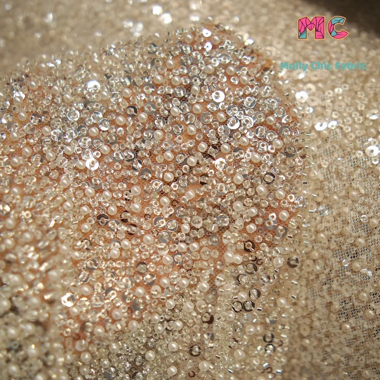 

Новая высококачественная зашифрованная вышивка бисером и блестками, хрустальная сетчатая ткань, сделай сам, ткань для свадебного платья, вечернего платья для шитья