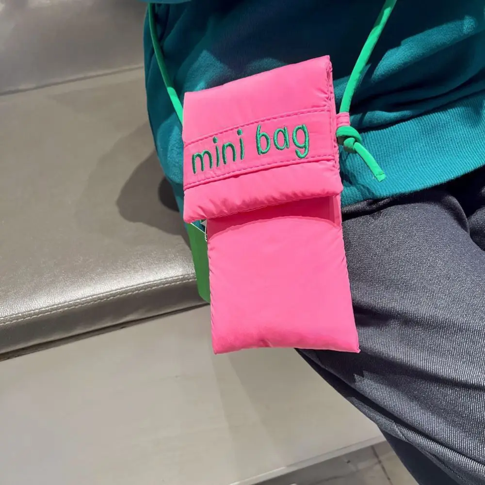 

Простая желтая розовая красная милая сумка для телефона с вышивкой, мини-сумка через плечо, сумка для девочек