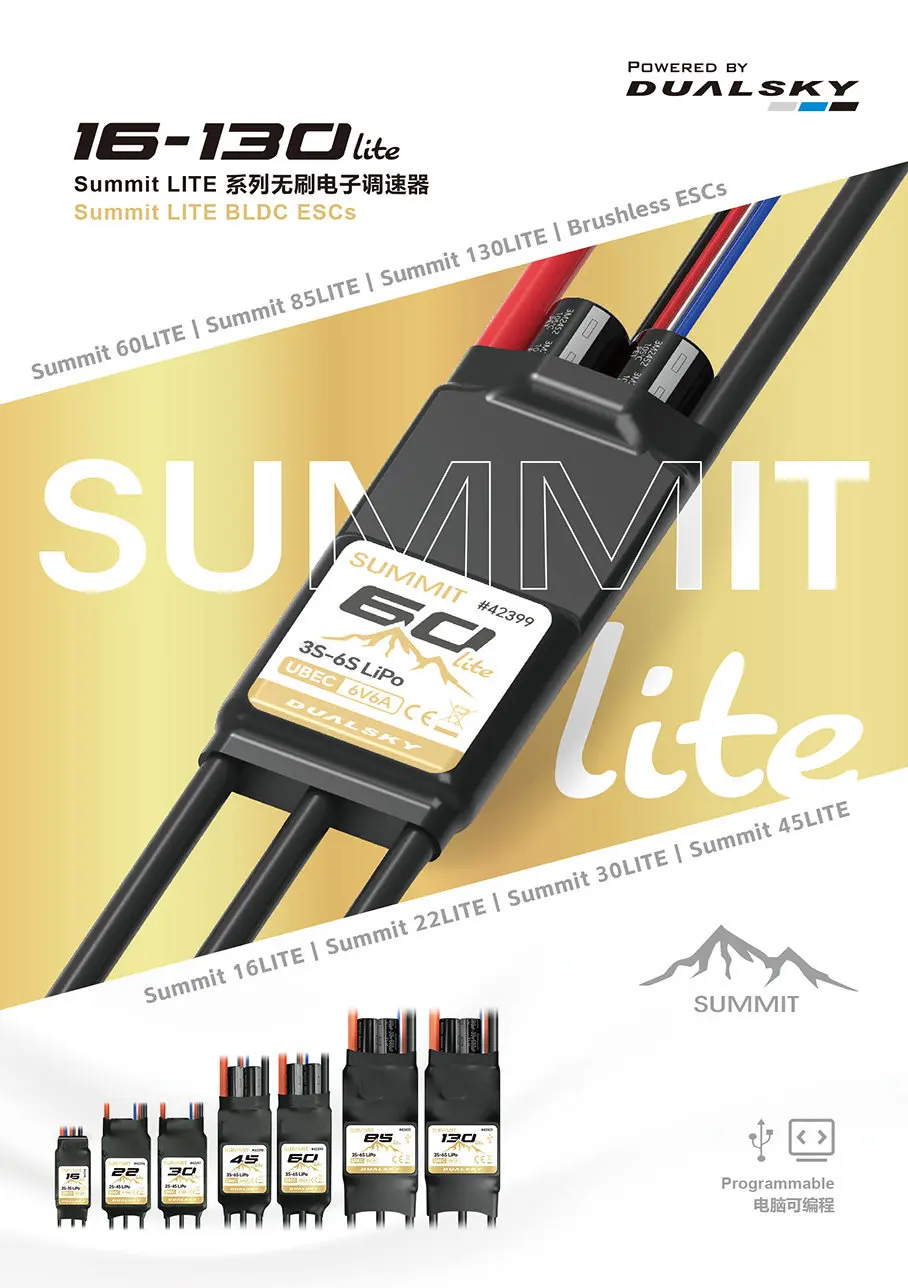 DualSky SUMMIT 16LITE 16A ESC mit UBEC für RC-Flugzeuge mit festen Flügeln und Multicopter 2S-3S Lipo – Detail 5