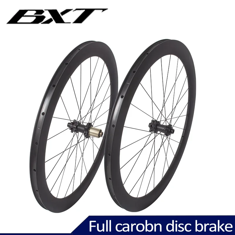 BXT 700c Road Bike Carbon Wheelset Clincher Carbon Wheels UD Matte Bicycle Wheels Disk Bicycle Wheel Rims For Cycling