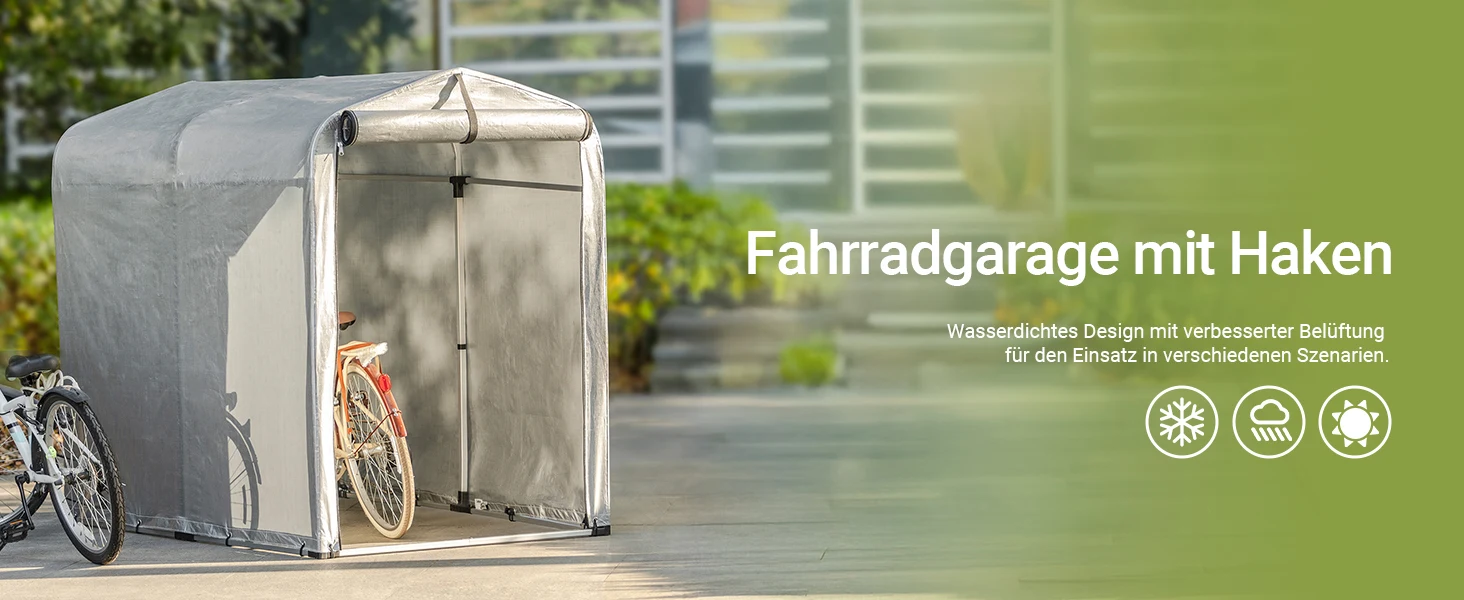 SoBuy KLS11 Fahrradgarage, wetterfester Geräteschuppen, Fahrradgarage für 2–4 Fahrräder, Carport-Zelt mit UV-Schutz, 120 x 163 x 176 cm – Detail 3