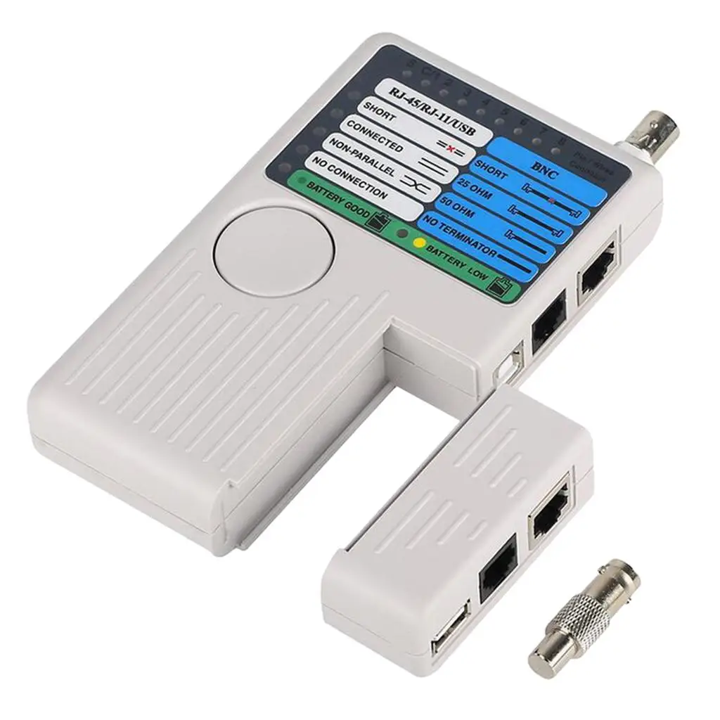 Network Cable Tester 4 in 1 Professional LAN Cable Certifier Multi Function Device for RJ11 USB BNC Cable Testing