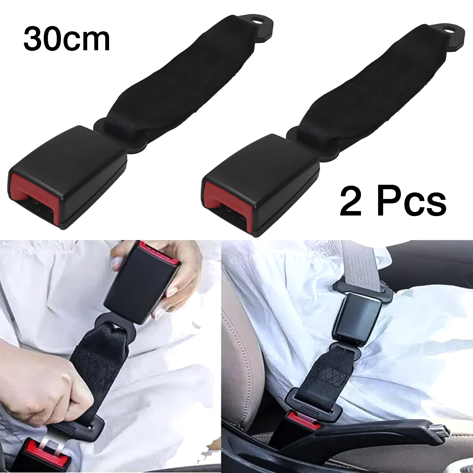 2Pcs Car Seat Safety Belt Extender Clip Extension Auto Fasteners Buckle for 30cm Tongue Adapter Automotive Accessories Universal