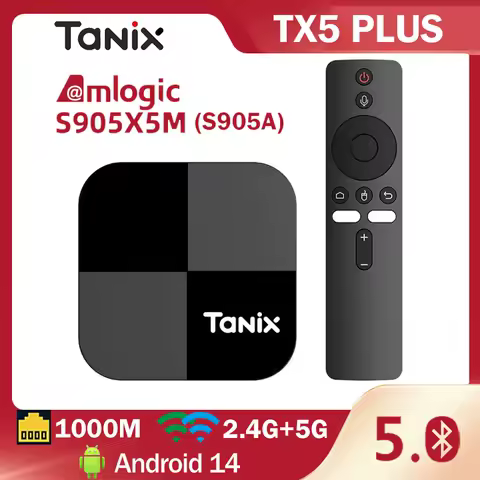 Tanix TX5 PLUS Smart TV BOX Android 14 Amlogic S905X5M 2.4G/5G Dual WIFI BT 1000M LAN 4GB 32GB AV1 4K Media Player Set Top Box