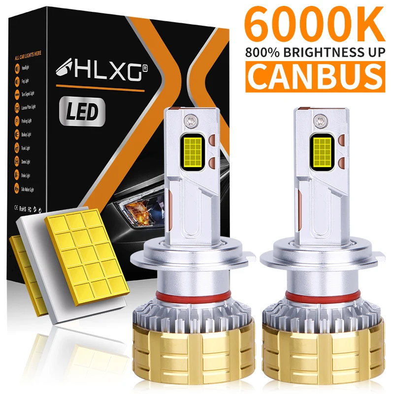 

HLXG H7 H4 LED Headlight K5C Canbus No Error HB3 H11 H1 HB4 9006 H8 H9 9012 HIR2 24PCS 5570 CSP Chip Fog Headlamp 6000K Powerful
