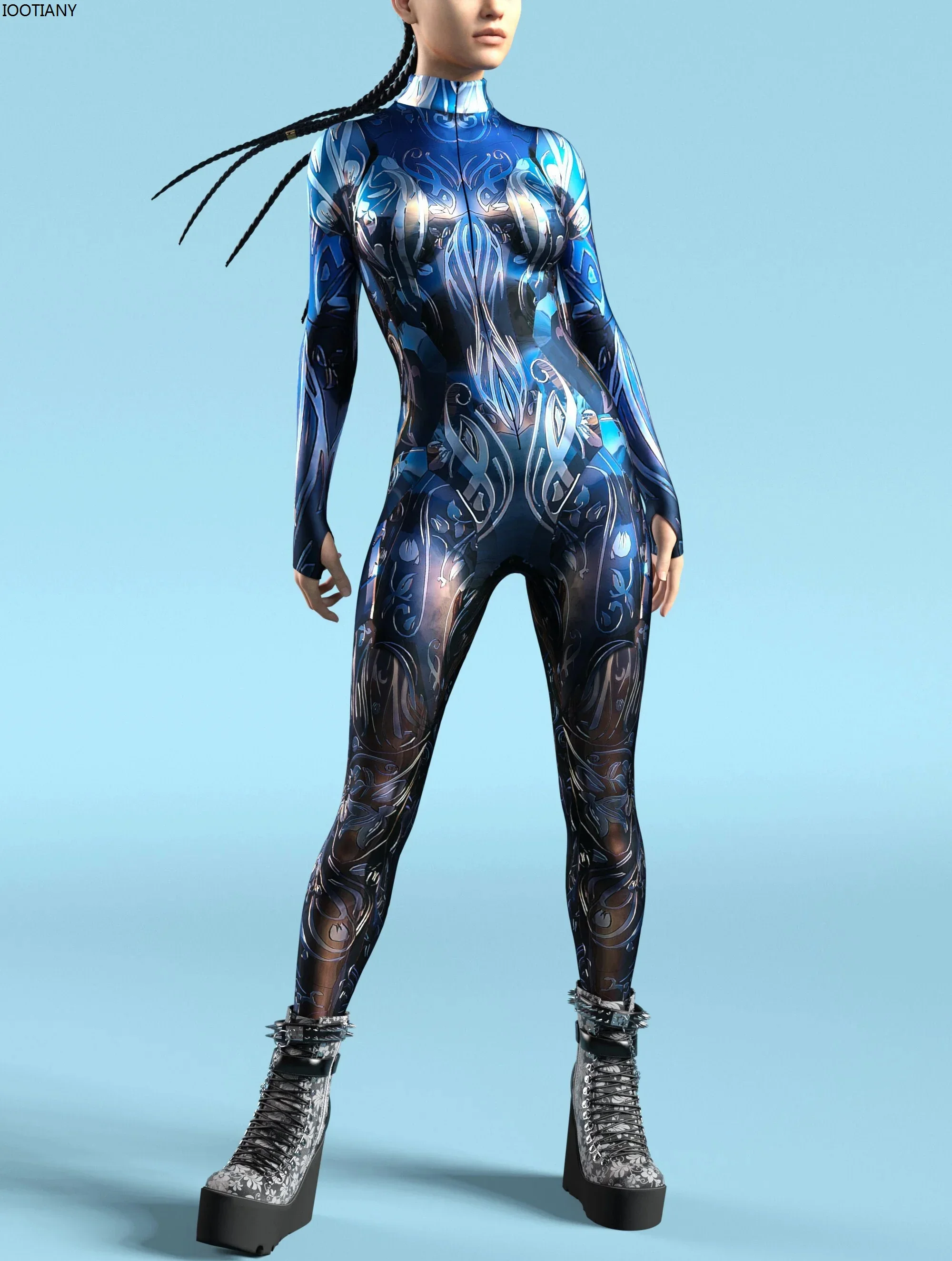 

CosplayWomen's Art Irregular Lines Jumpsuit 3D Color Printed Sexy Bodysuit Halloween Party Cosplay Zentai Suit Rave Outfit Monos