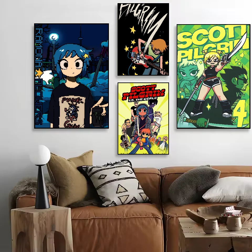 Anime S-Scott P-Pilgrim Takes Off Poster HD Art Sticky Wall Waterproof Home Living Room Bedroom Bar Aesthetic Decoration