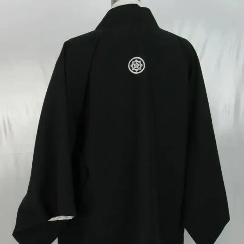 Summer Black Japanese Traditional Samurai Kimono For Men Yukata Bathing Robe Hekoobi Loose Style Sauna Homewear Belt Long Gown
