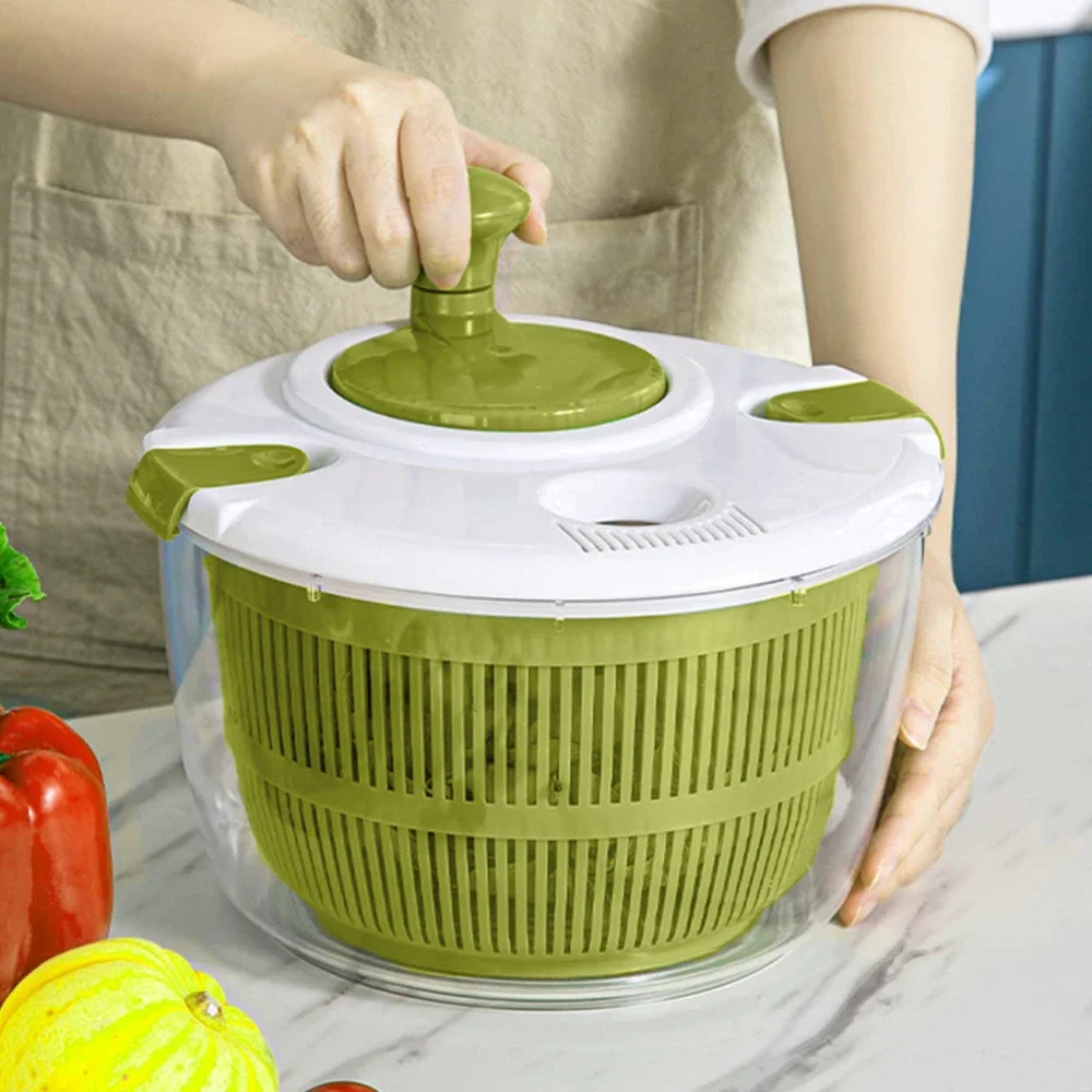 Salad Spinner Fruit Drain Basket Vegetable Dehydrator Centrifuge Hand Crank Salad Spinner Dryer Multifunctio Kitchen Accessories