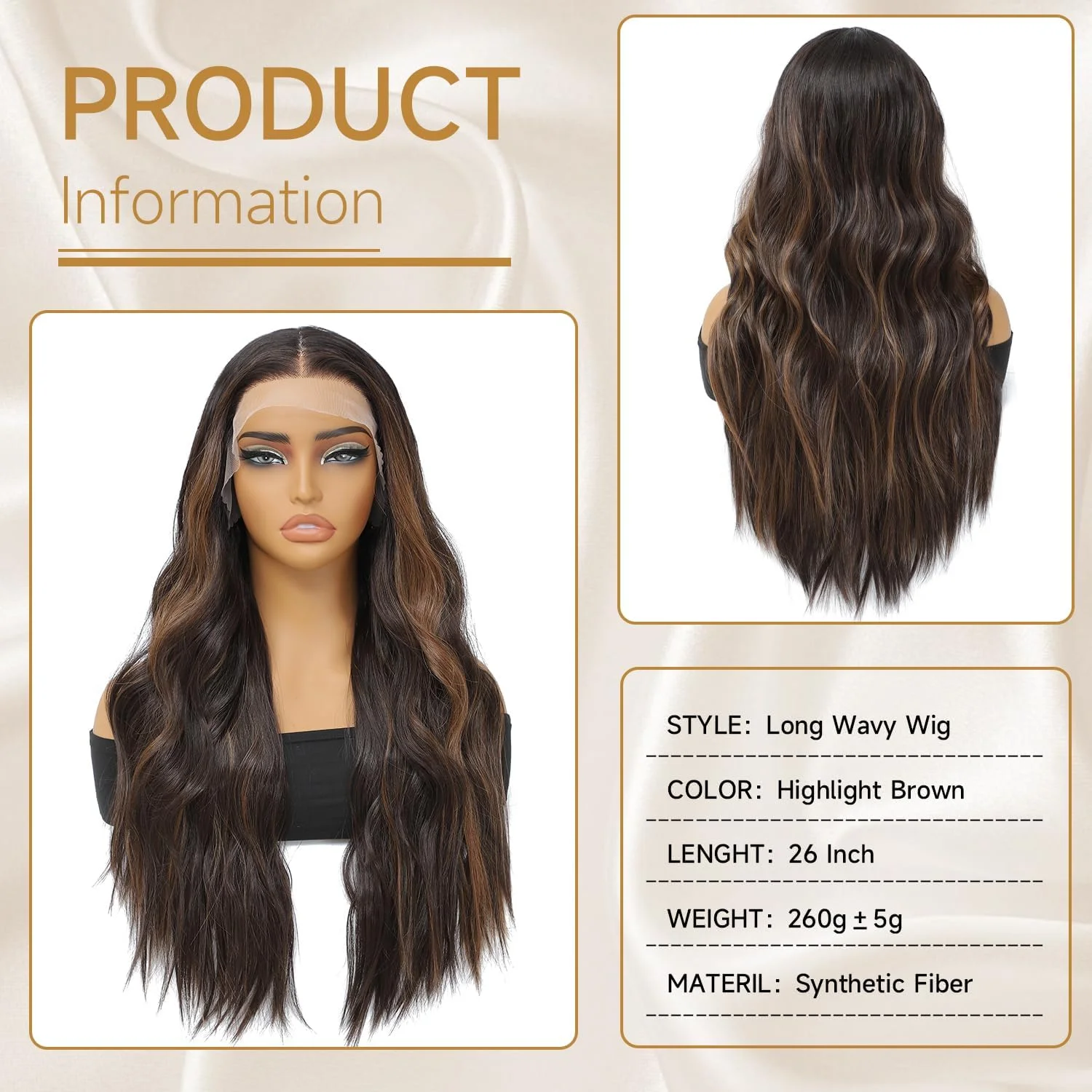 Pelucas de mujer 26-inch Front Lace Large Wave Long Curl Synthetic Wig, Various Styles Suitable for Daily Wear and Cosplay