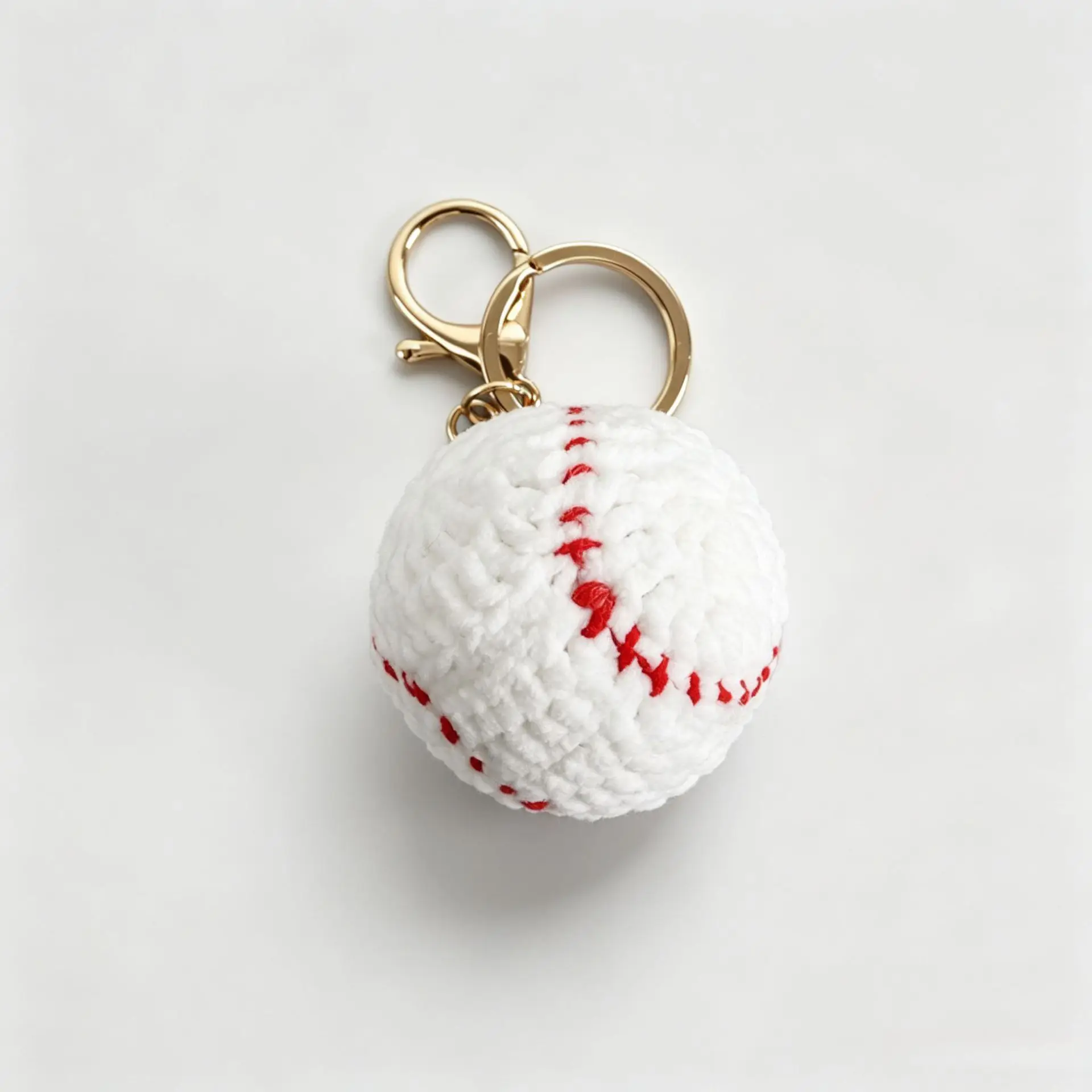 Handmade Crochet Sports Ball Keychain, Knitted Football Soccer Basketball Baseball Rugby Bag Charm, Amigurumi Sport Pendant