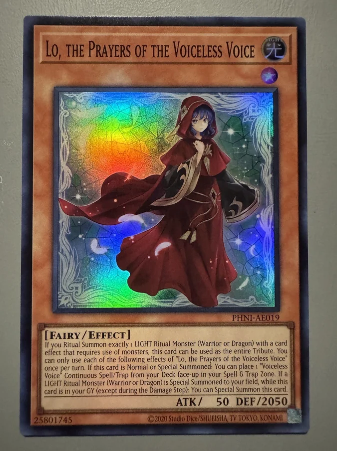 Yugioh KONAMI Duel Monsters PHNI-AE019 Lo The Prayers of the Voiceless Voice Super Asian English Collection Mint Card