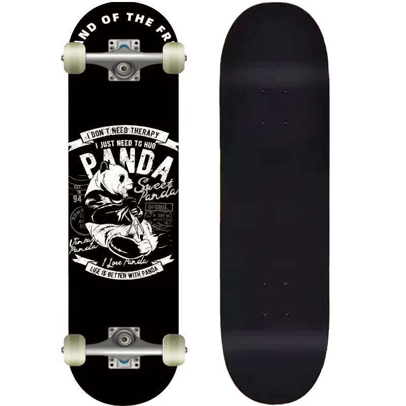Chinese Style Panda Pattern 31*8.25Inches Russian Maple Double Upturned Skateboard Set Customizable