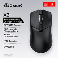 X2 RGB Magnetic Charger Gaming Mouse Wireless,Ziyoulang Bluetooth Tri-Mode Connection,PAW3311 MacroGame Mouse,24000DPI,1K Return