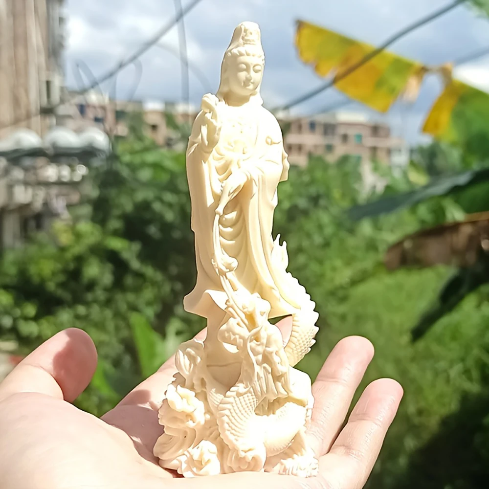 Resin Guanyin Buddha Statue Christmas New Year Worship Ornament Zen Style Craft Art Collection Home Entryway Decoration Eastern Aesthetics Religious Sculpture Gift