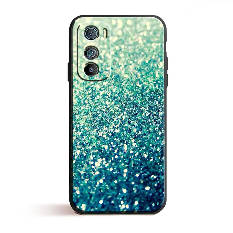 Glitter Sand printing art Cover For Motorola MOTO G9 G22 G30 Edge30 Pro E22 S E30 E40 Fusion Plus Lite Black Phone Case