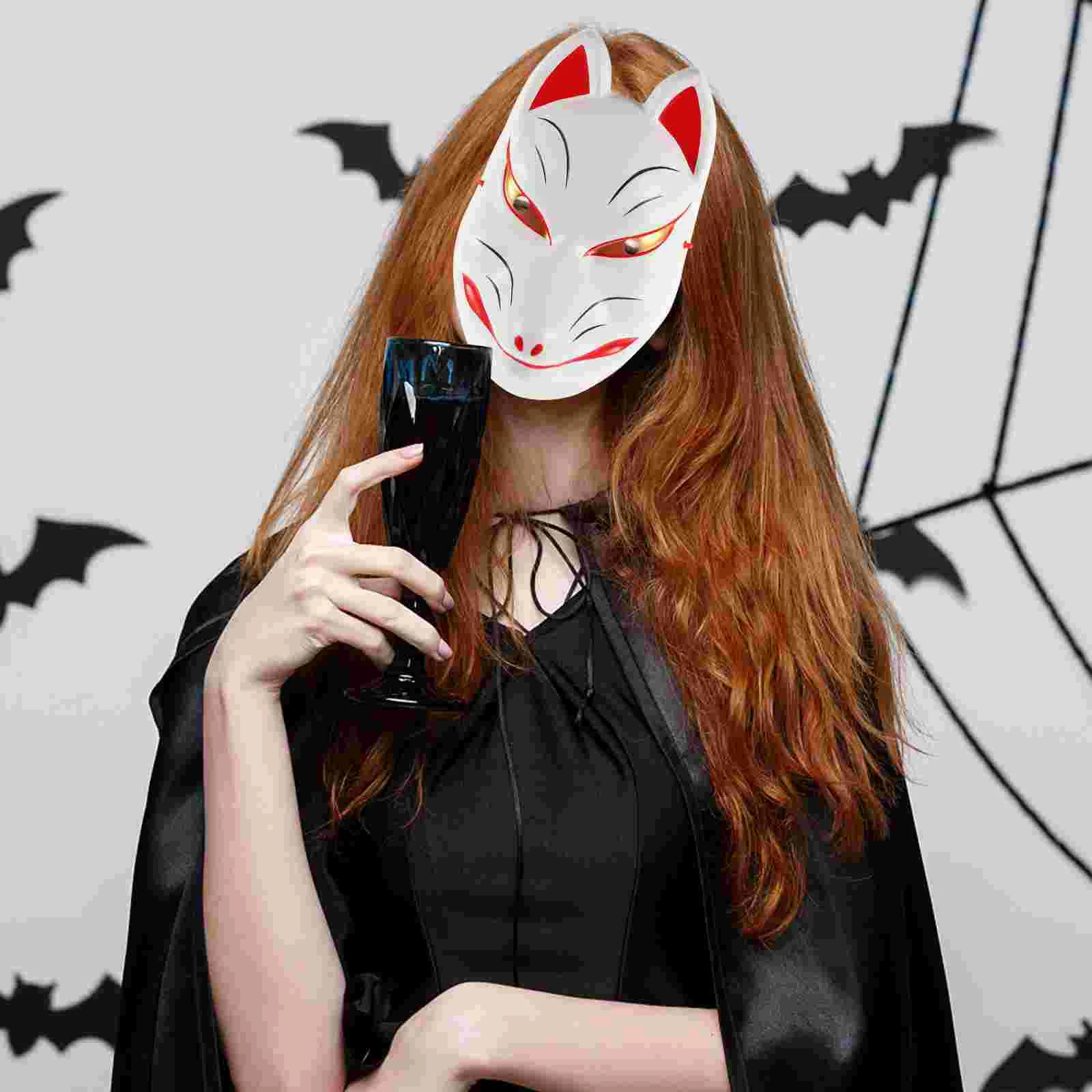 Half Face Fox Mask para Cosplay, Performance de Festa, Palco e Festival Dress Up Decoration, Máscaras Brancas