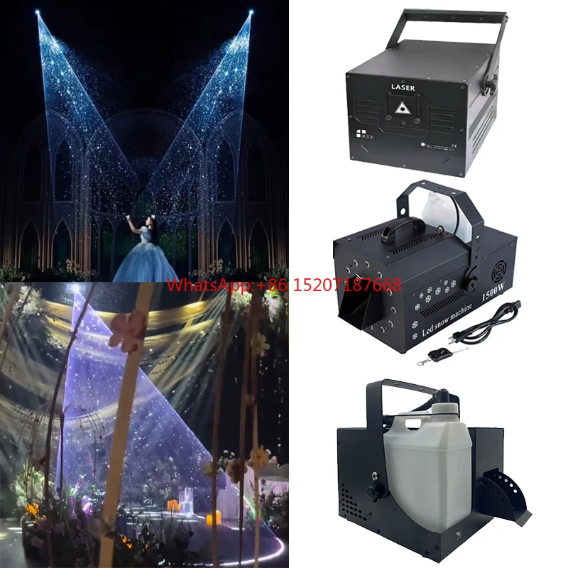 

Wedding Set Laser Light +Snow Machine +Haze Machine DJ Disco Laser Stage Light Show Mist Smoke Machine