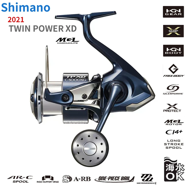 2021 SHIMANO Twin Power TWINPOWER XD MGL Rotor Saltwater Spinning Fishing Reel C3000HG C3000XG 4000PG 4000HG 4000XG C5000XG