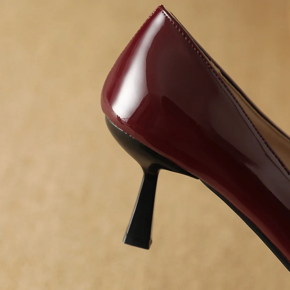 Spring New Mature Black Wine Red Women Pumps Pointed Toe High Heels Office Lady Nude Shoes Small Big Size 12 32 43 46 48 view 4