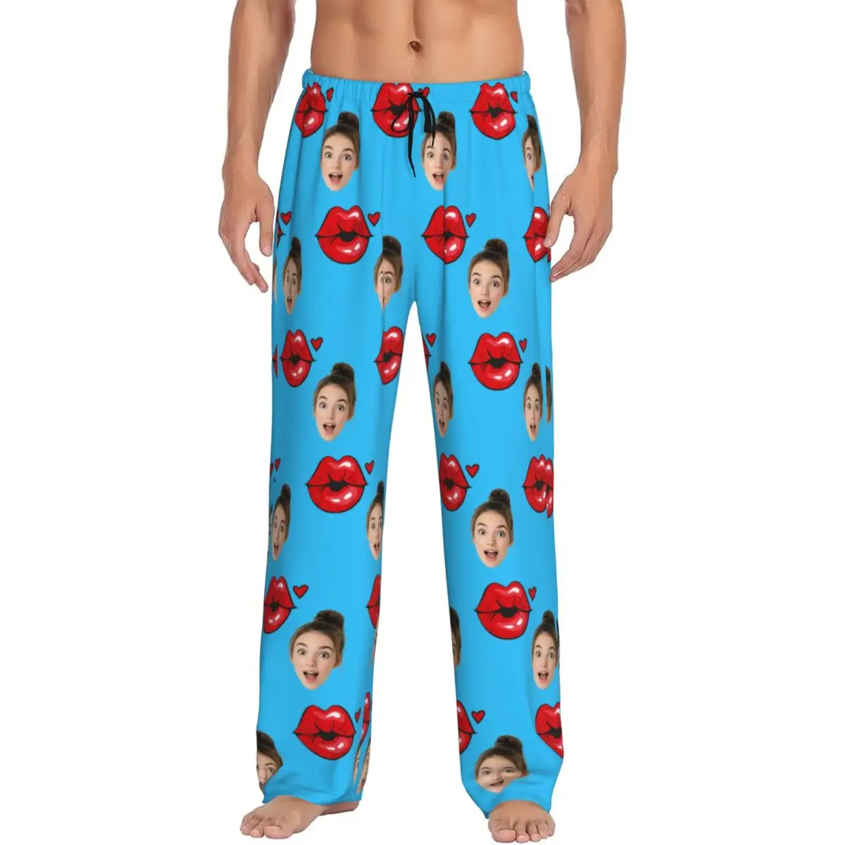 

Custom Men's Personalized Head Face Photo Pajama Pants Print Best Gift For Him Sleep Sleepwear Bottoms with Pockets