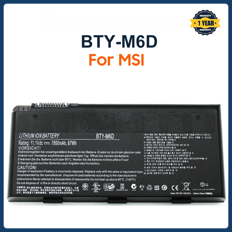 

7800mAh 11.1v BTY-M6D Laptop Battery for MSI GT60 GT70 GX780R GX680 GX780 GT780R GT660R GT663R GX660 GT680R 16F2 Laptop Parts