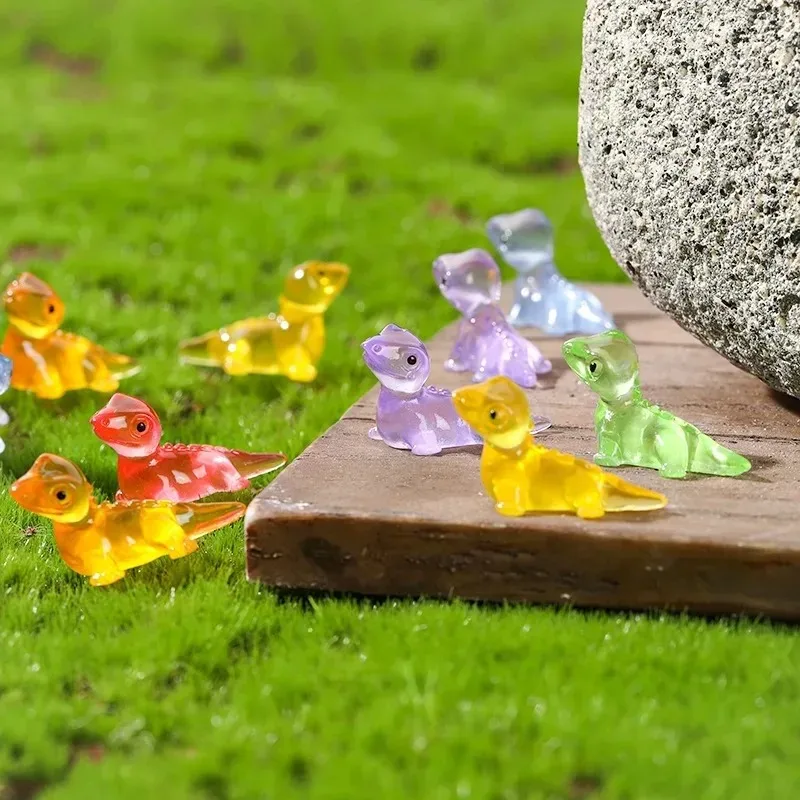 10Pcs Cute Mini Glow in Dark Lizard Figurines Small Reptile Miniatures Vivarium Supplies Fairy Microlandscape Garden Ornaments