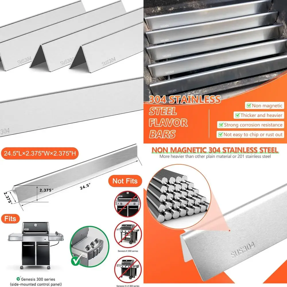 

24,5-дюймовые ароматизаторы для решеток серии Genesis 300 с боковыми элементами управления, нагревательные пластины из нержавеющей стали для Weber 75397540