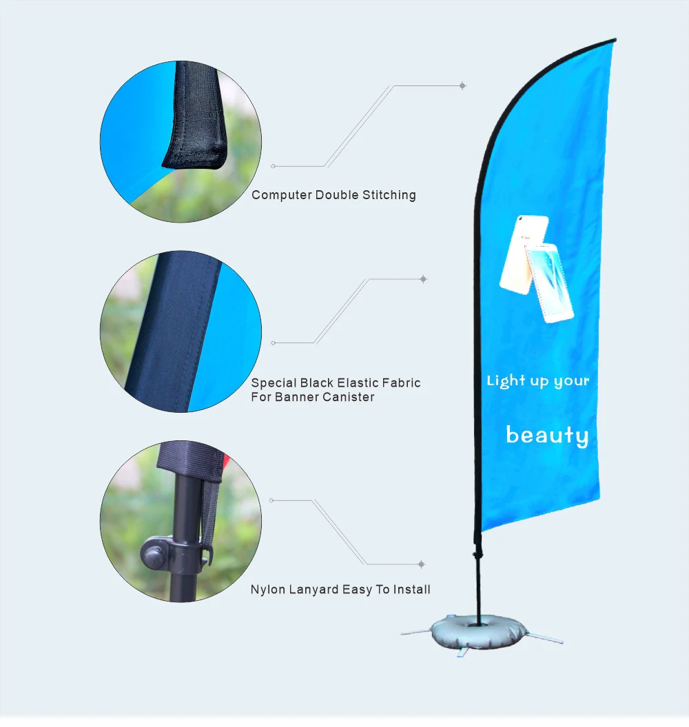 Strand Feder Flagge Und Fahnenmast Mit Kreuz Basis Grafik Nach Druck Banner Werbung Förderung Feier Dekoration – Detail 7